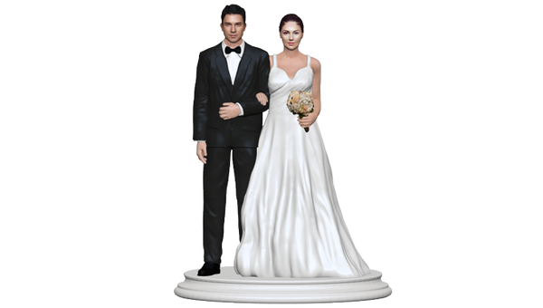 White wedding figurine view from front.