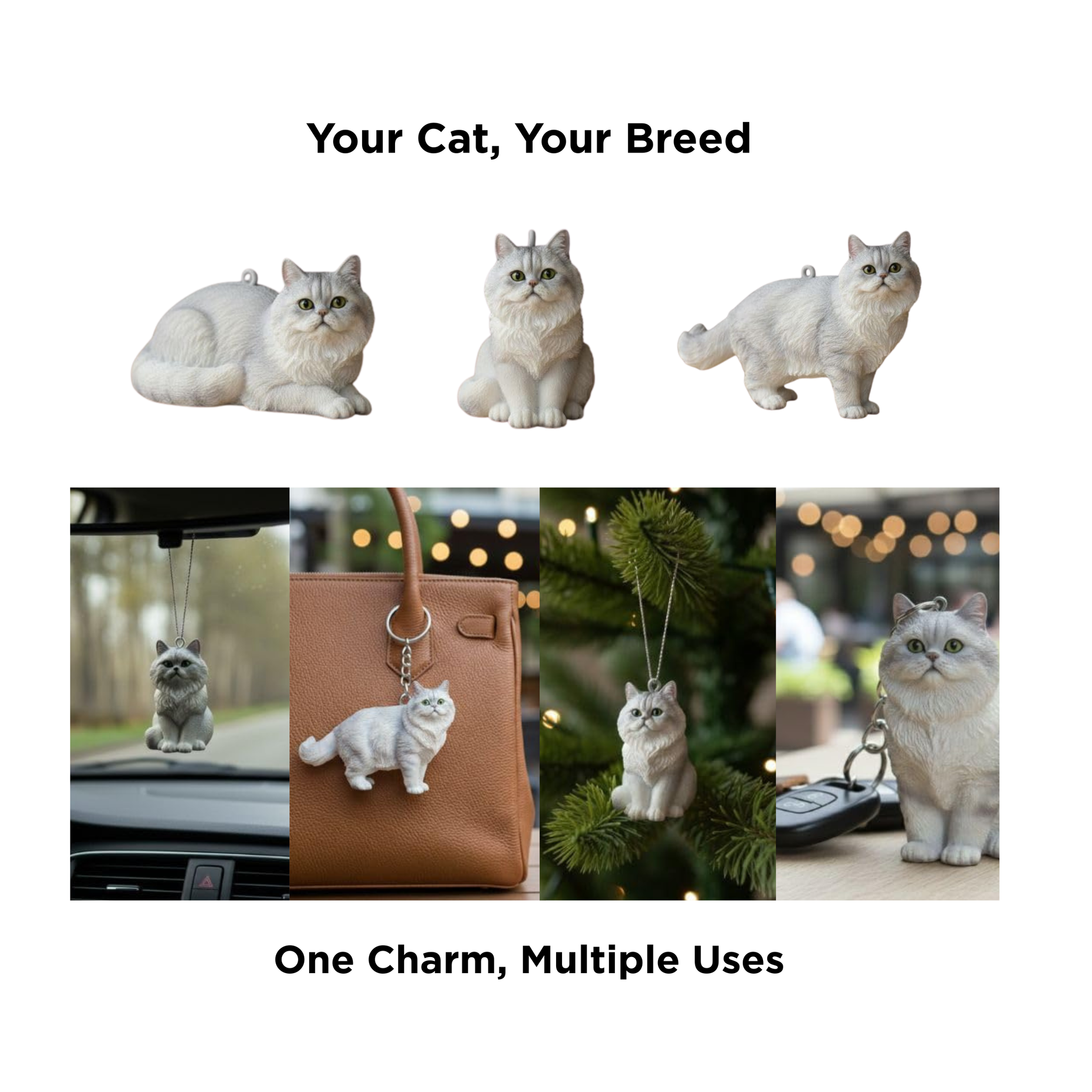 Personalized 3D Mini Cat Figurine Charm | Custom Name