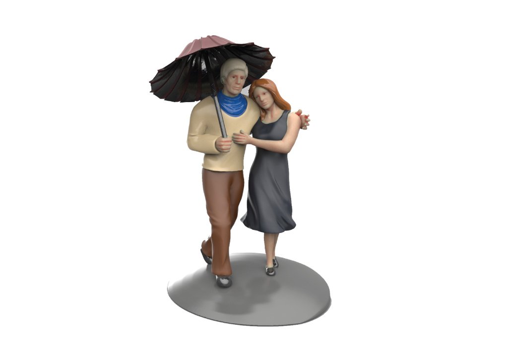 Couple In the rain figurine