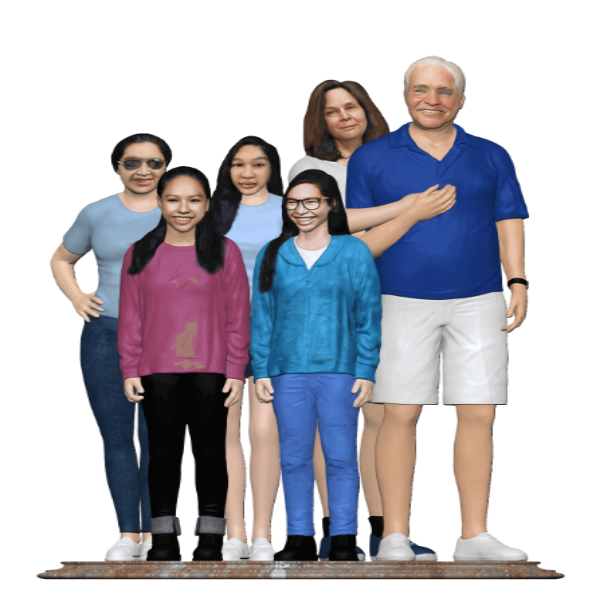 Family figurine with grandparents - 6 members