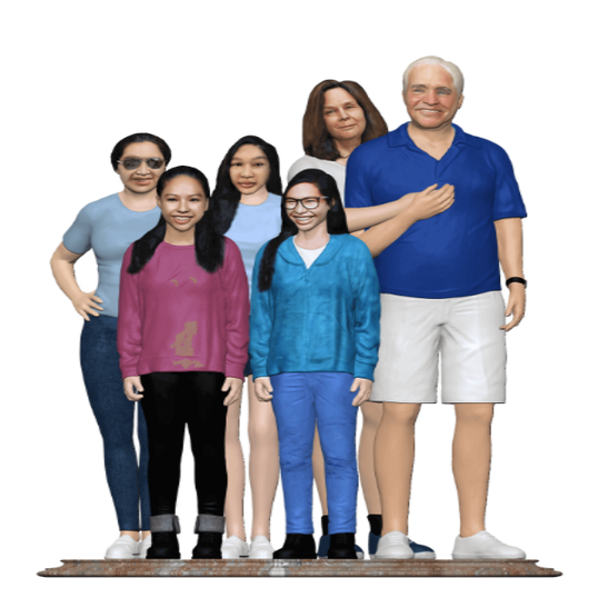Family figurine with grandparents - 6 members