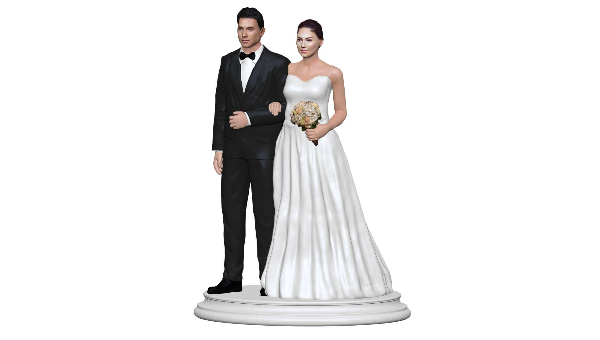 Custom wedding cake topper figurine from front