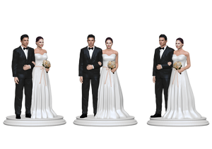 Collage of personalized wedding figurine/cake topper
