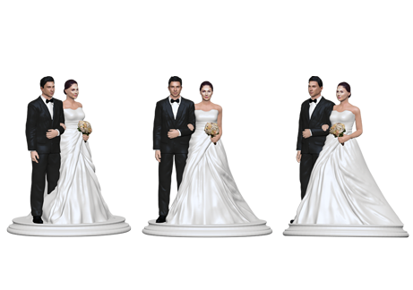Wedding Cake Topper Figurine- White Crossed Dress