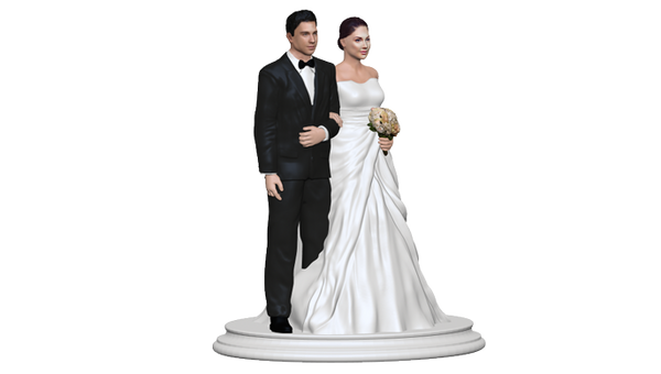 Wedding Cake Topper Figurine- White Crossed Dress