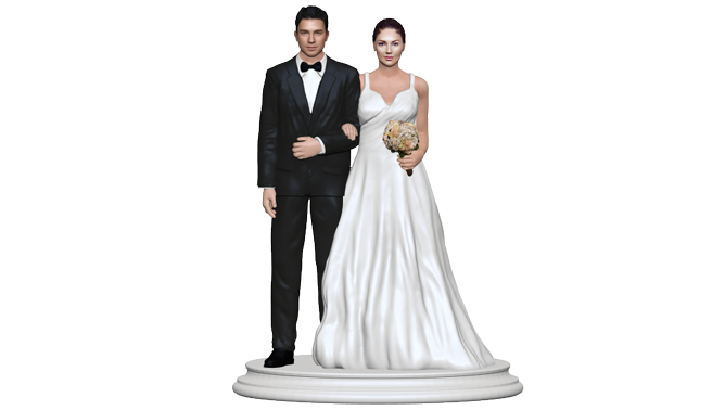 White wedding figurine view from front.