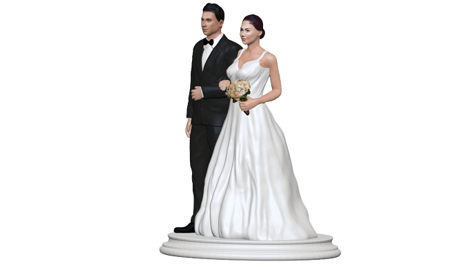 White wedding figurine view from right.