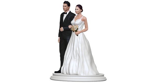 White wedding figurine view from right.