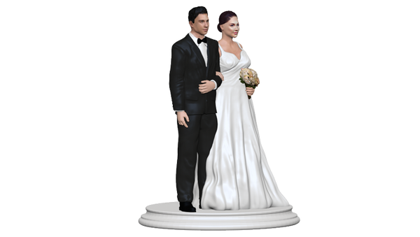 White wedding figurine view from left.