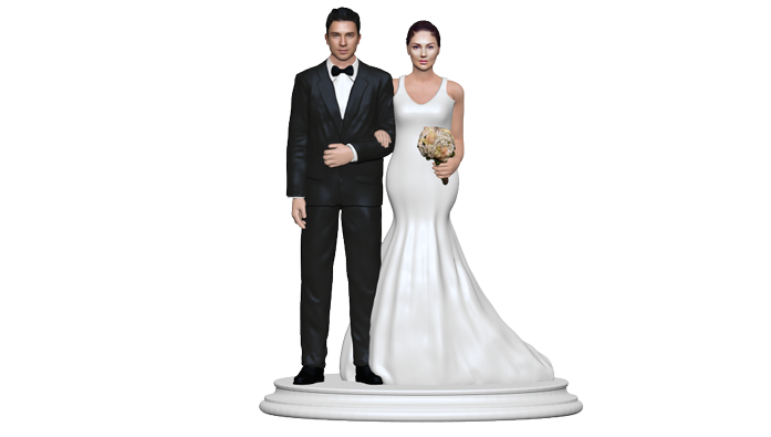 Cake topper figurine for wedding view from front.