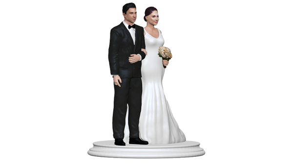 Cake topper figurine for wedding view from left.