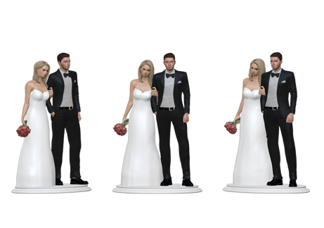 Wedding cake topper figurine collage.