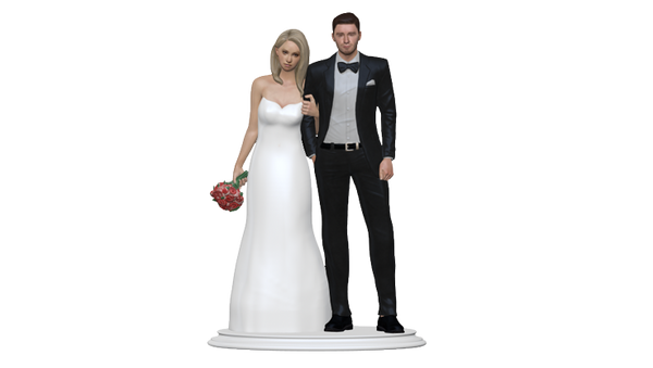 wedding cake topper figurine view from front.