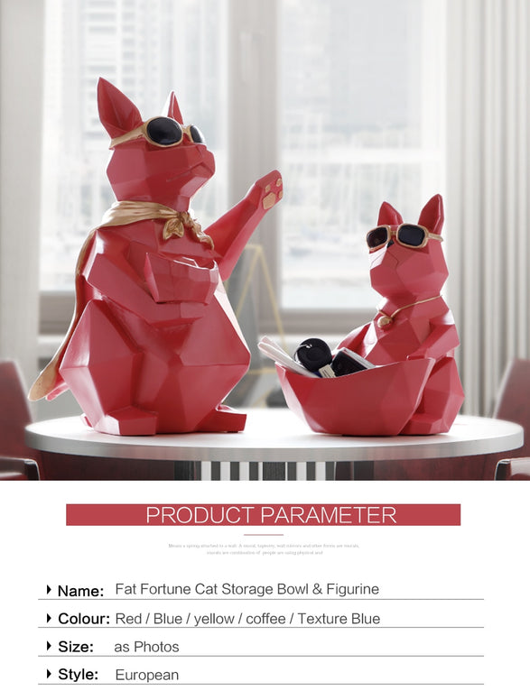 A pair of Red Cat figurines