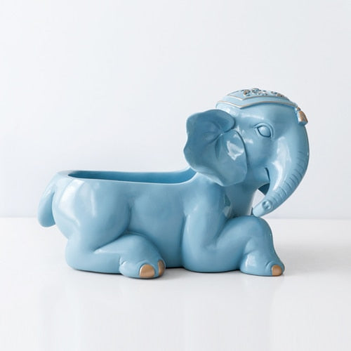 Blue elephant figurine storage