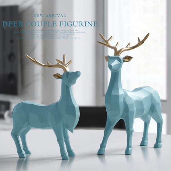 A Pair of Blue Deer Figurine