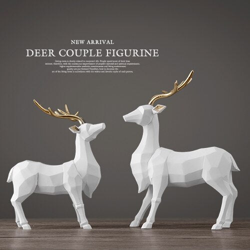 A pair of white Deer figurine