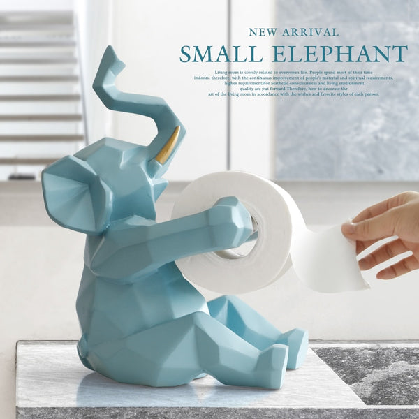 Blue Elephant figurine craft role holder.