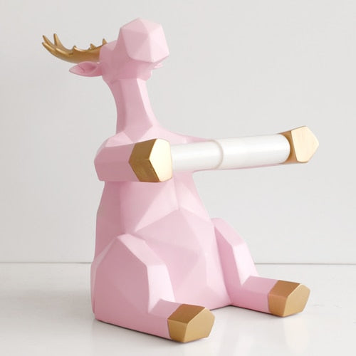 Pink Deer figurine craft role holder.