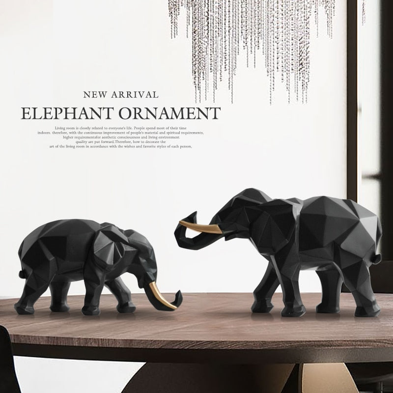Elephant Statue for Home Decorations,Elephant Figurines with Trunk  up,Elephant Decor for Shelf Shelves Table Living Room nightstand,African  Elephants