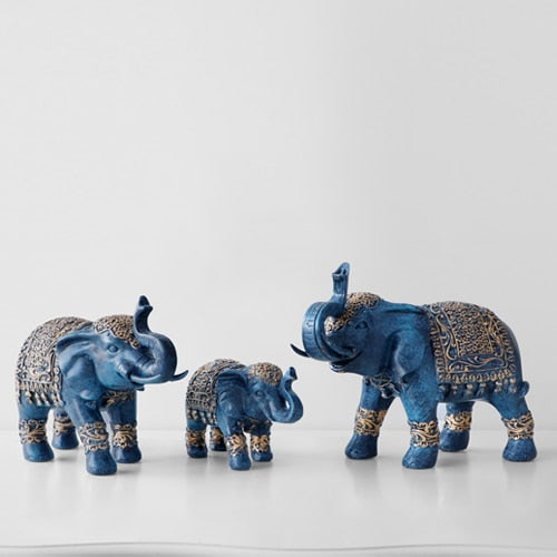 Blue Elephant family figurine